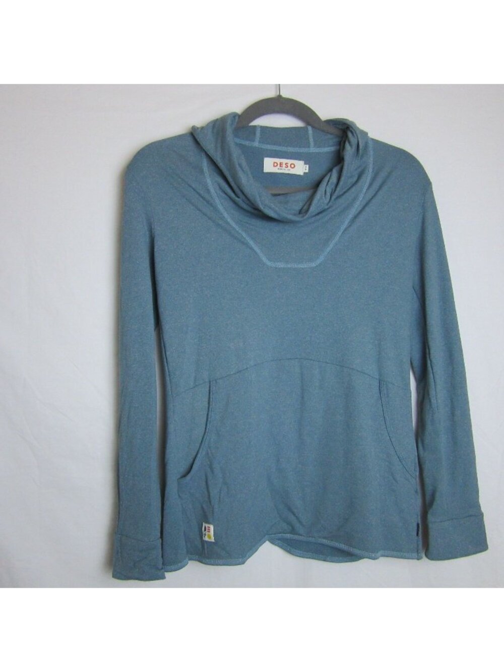 Deso Sweatshirt Phipps Blue Cowl Neck Hoodie Pullover Pocket Womens Large